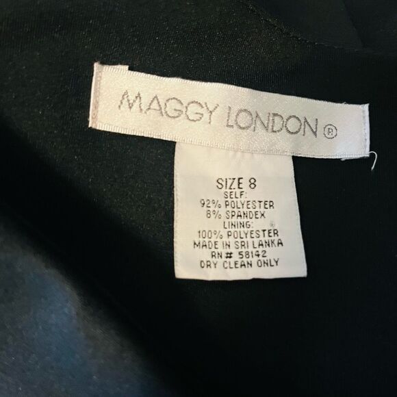 Maggy London Cap Sleeve Black Sheath Midi Length Dress size 8. - Picture 6 of 6